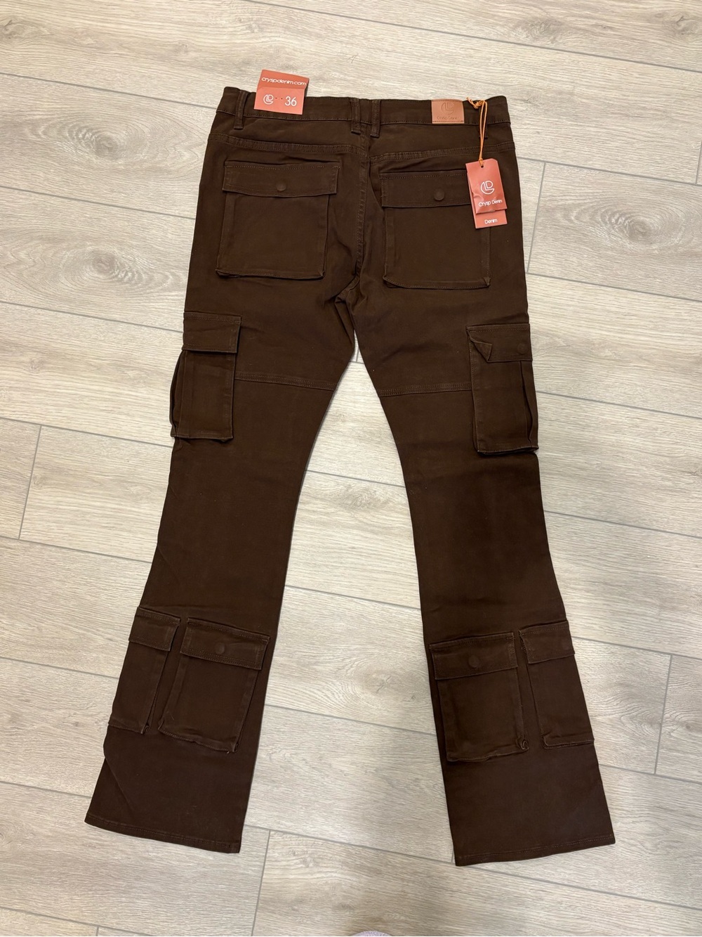 CRYSP Denim Men’s Fisher Stacked Cargo Pant ‘Brown’ - Picture 6 of 6